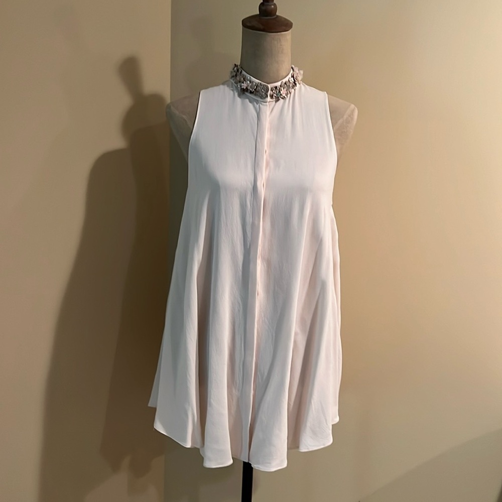 Alexander McQueen Silk Floral Neckline Tunic Top
